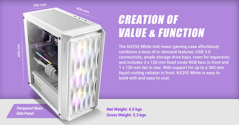 Antec NX292 WHITE Case Made for Gamers Full functionality, great price -  time.news - Time News