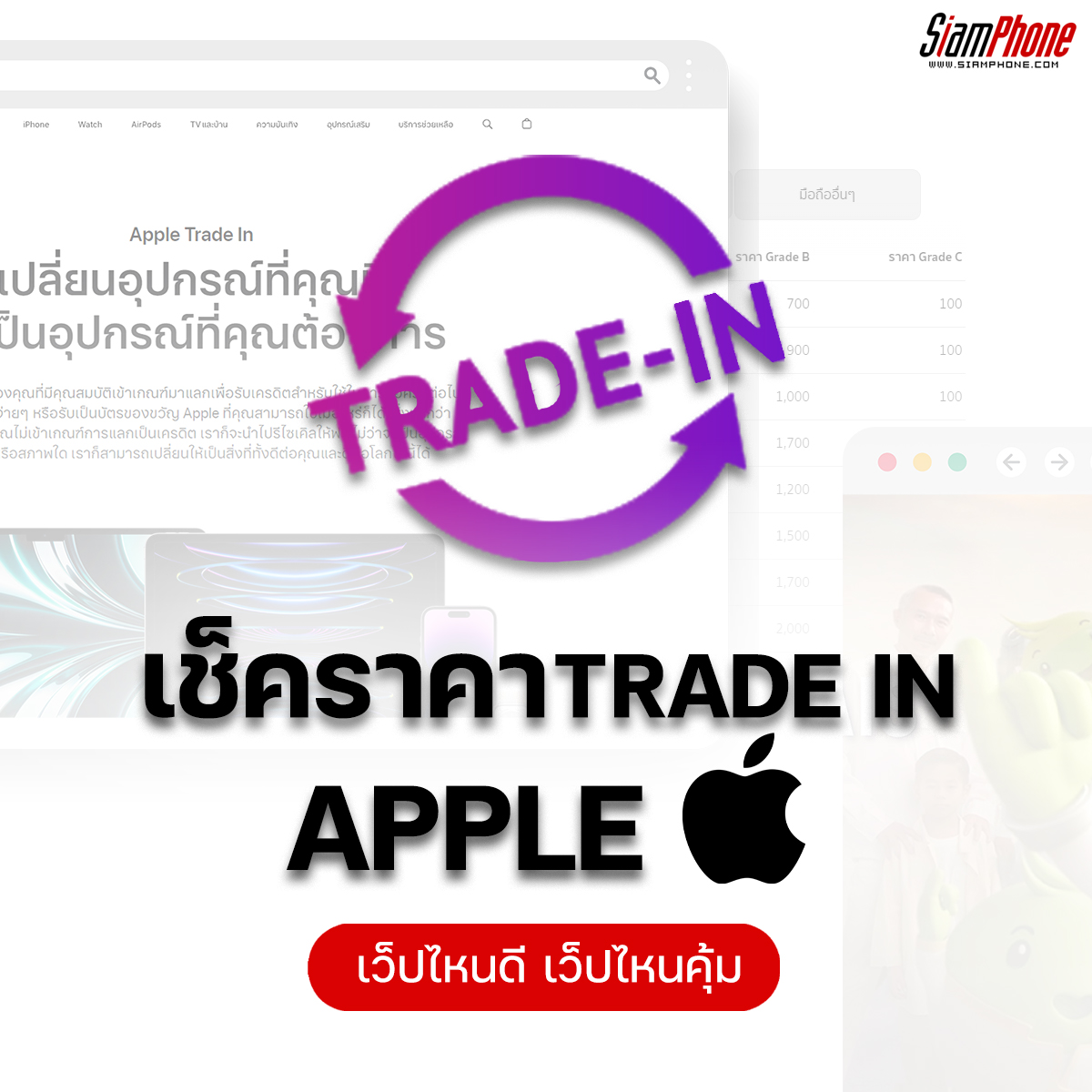 Check the price of Trade in Apple, which website is the best value!